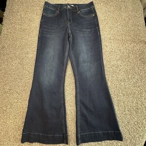 Rock & Roll Cowgirl Denim Jeans High Rise Trouser Women's‎ 34x30 Dark Blue